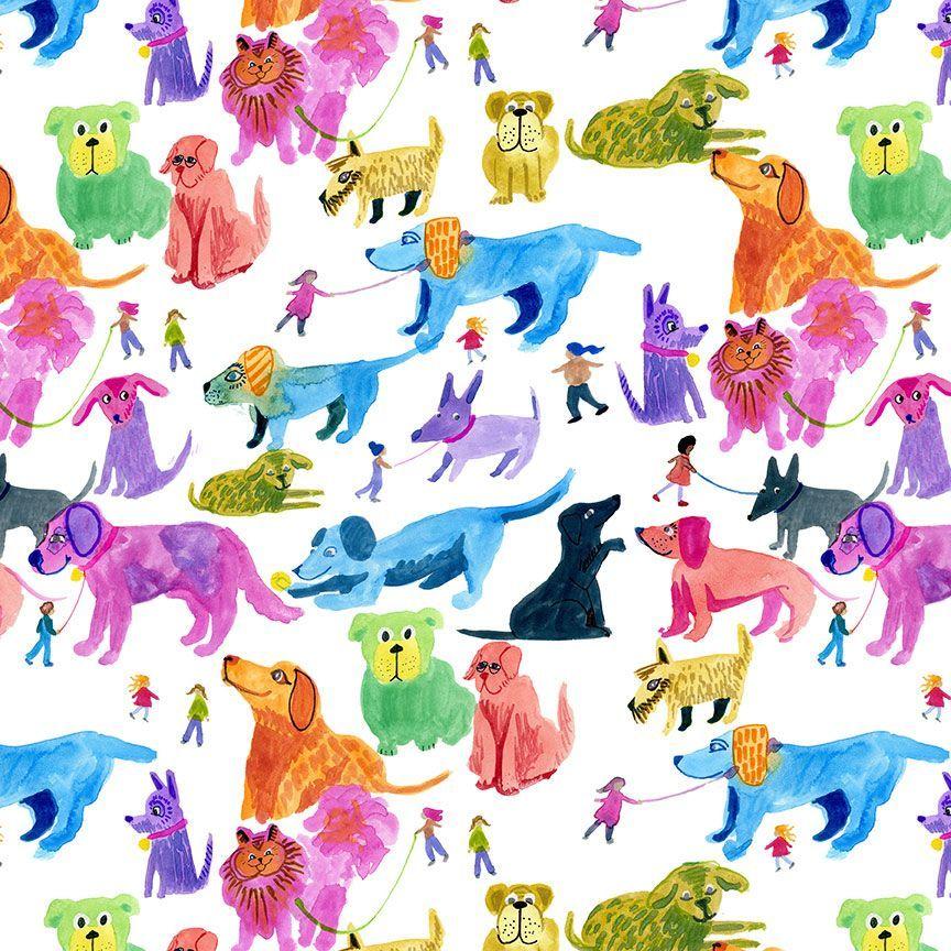 Big_Dog_Walk-White_STELLA-DKS3125-WHITE_Cotton_Fabric