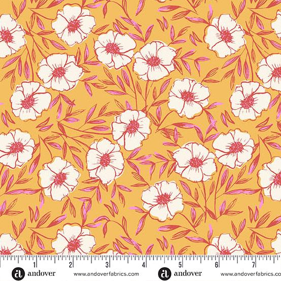 Petals_Stitches_-_Mustard_Bouquet_Bliss_A-1567-Y_Cotton_Fabric