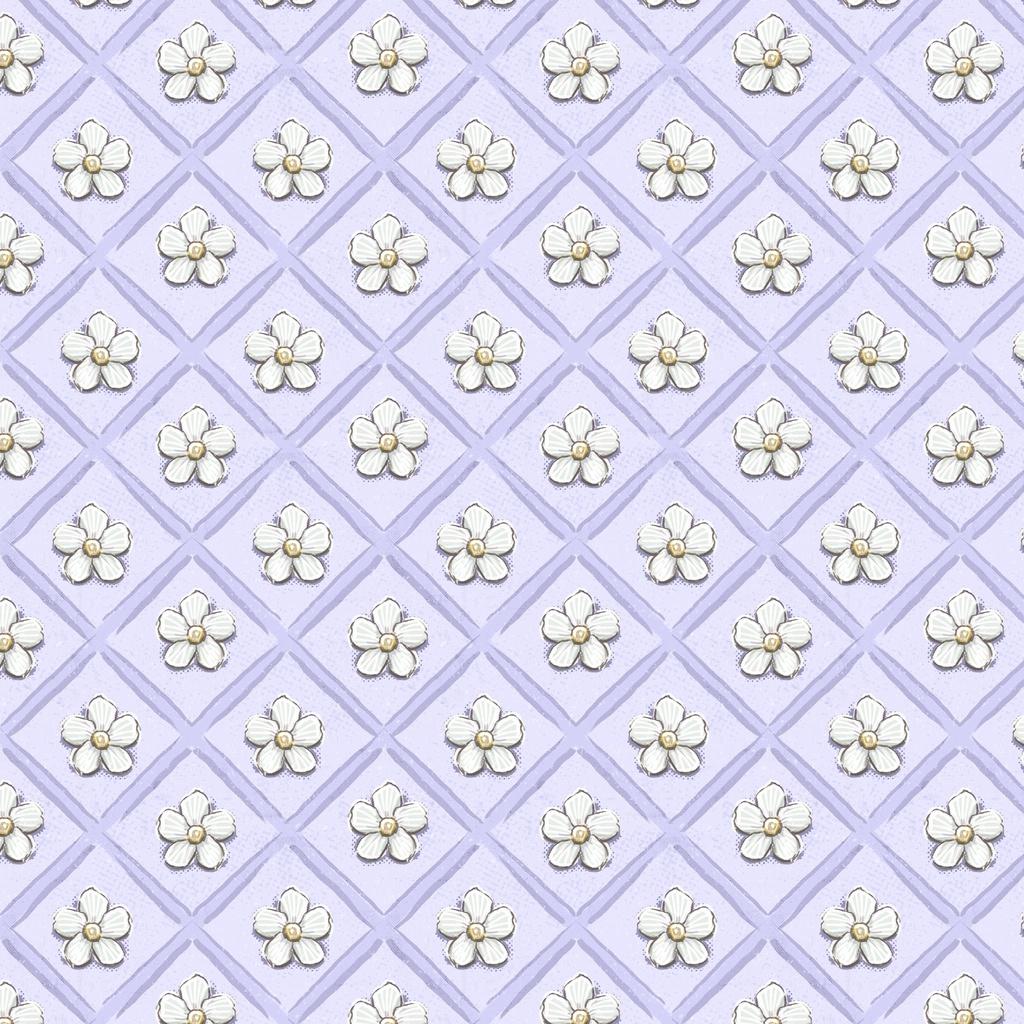Sweet_Honey_Bee-Floral_Grid_Purple_W115-011-440_Cotton_Fabric