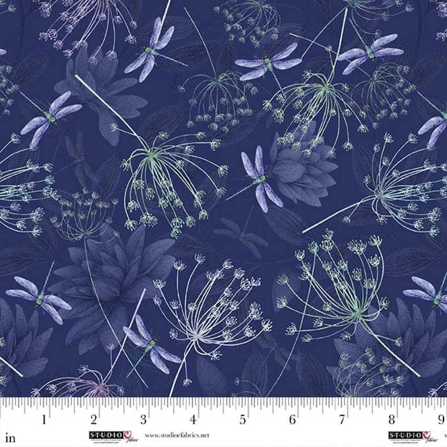 Whispers_Of_Pond_Life-Sapphire_Blue_8756-77_Cotton_Fabric
